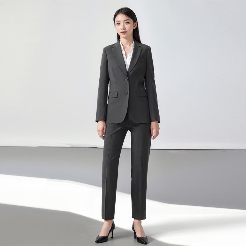 セットアップ レディース スーツ パンツ スカート シャツ 面接 ビジネス オフィス 事務服 長袖 ポリエステル レーヨン テーラードジャケット ブラック ダークグレー ネイビー 春秋 ボタン きれいめ 上品