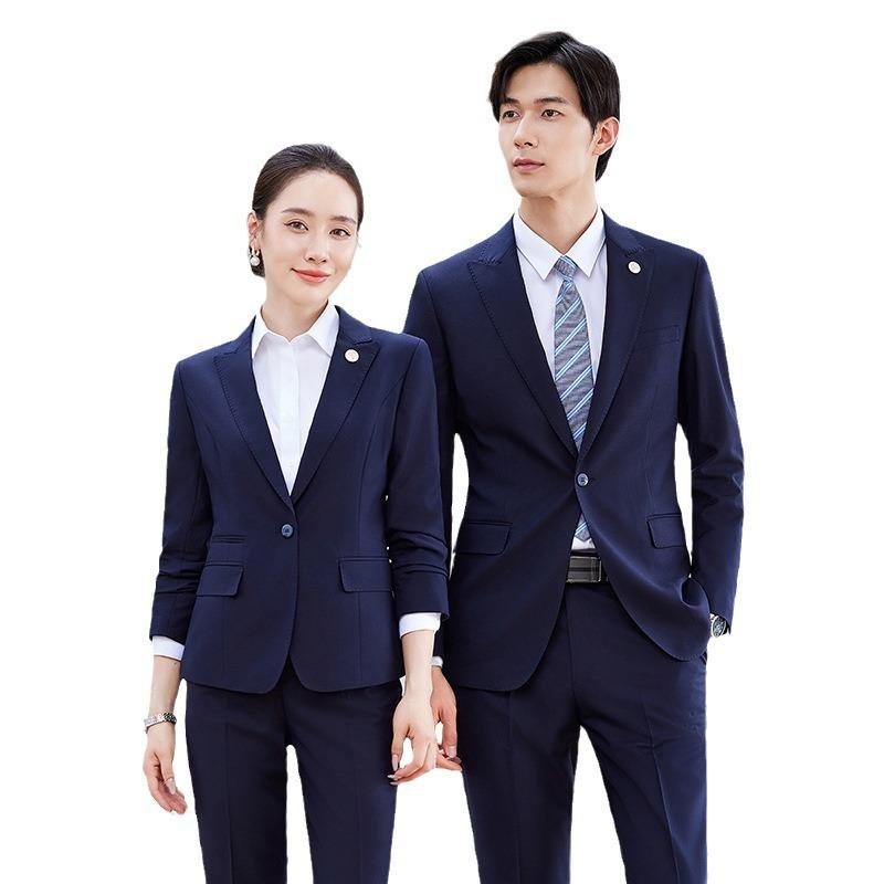 スーツ メンズ レディース セットアップ ビジネス 事務服 制服 テーラードジャケット スラックス パンツ スカート スリム タイト 高級感 美シルエット 襟 長袖 ナイロン 混紡 春秋 ブラック ネイビー ボタン センターベント 無地|フロントップ店