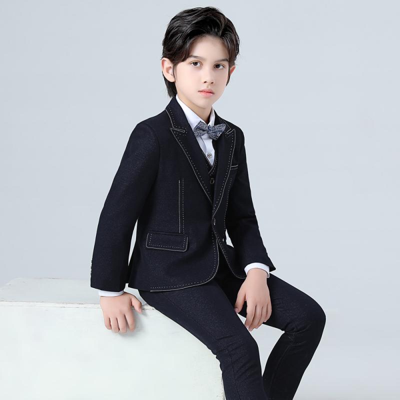 スーツ 男の子 キッズ 子供 ベビー ジュニア セットアップ フォーマル 礼服 英国風 ブリティッシュスタイル 発表会 結婚式 七五三 長袖 ボタン 秋冬 コットン混 ポリエステル素材 ネイビー ブラック 高級感 かっこいい