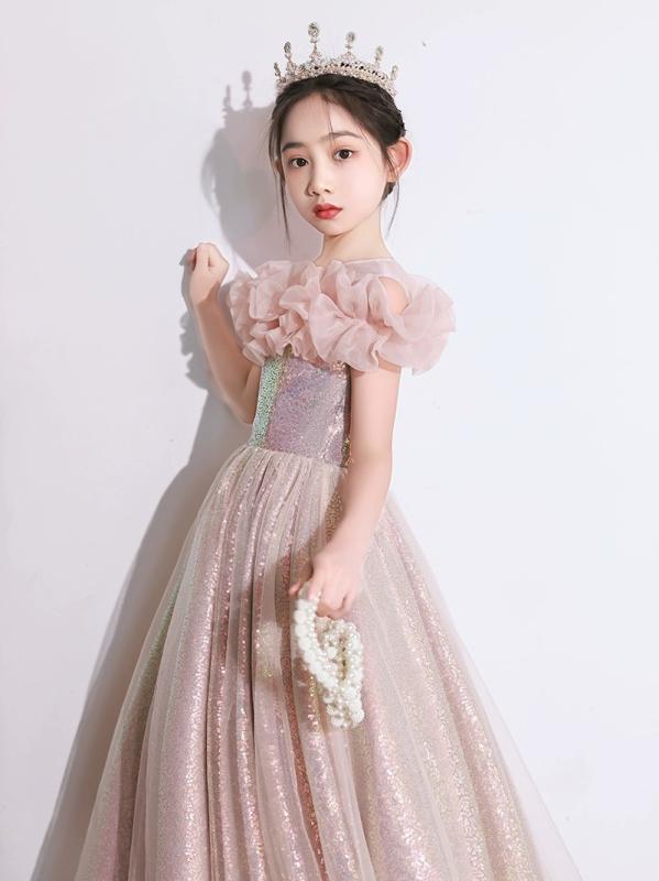 ドレス キッズ 女の子 結婚式 発表会 ピアノ演奏 プリンセス フォーマル ジュニア ロング ショート かわいい 高級感 チュール シフォン プリーツ オールシーズン ピンク ブルー ワンピース ステージ衣装 ボリューム