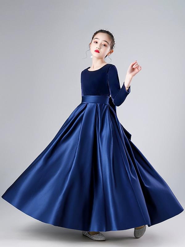 御召しもの うしろ帯 キッズ 礼服 フォーマル 御姫様 御姫様 告げ知らせる会 掻きならす会 華燭の典 一こま御召しもの 上演御召しもの 筋目 可愛らしい 飛び切り感 青み 長袖 七分袖 ポリエステル オール時節