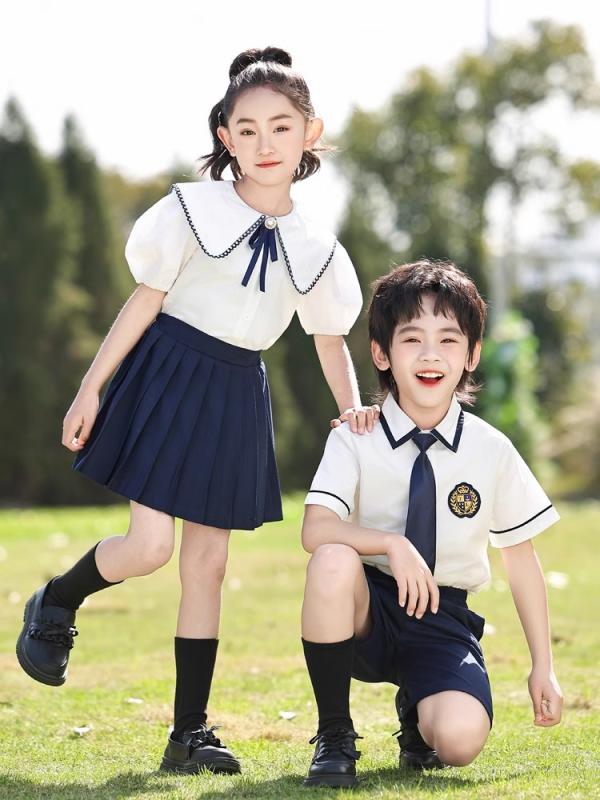 セットアップ 男の子 女の子 ステージ衣装 制服 スーツ 発表会 卒業式 入学式 小学生 夏用 半袖 シャツ パンツ スカート ワンピース 英国風 フォーマル コットン 柔らかい 通気性 ボタン 子供服 キッズ 記念撮影 合唱