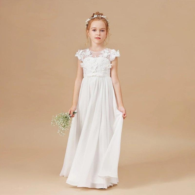 ドレス キッズ 女の子 子供 ワンピース 白 ホワイト 結婚式 ピアノ発表会 フラワーガール 冠婚葬祭 フォーマル プリーツ プリンセス かわいい 高級感 オールシーズン フレア ポリエステル Aライン 欧米風 上品 清楚 ノースリーブ