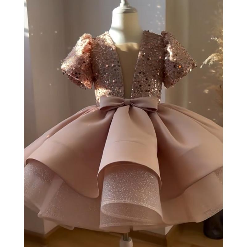 ドレス 女の子 キッズ ジュニア 子供服 フォーマル プリンセス スパンコール キラキラ 豪華 上品 高級感 洋風 夏 ノースリーブ 発表会 演奏会 結婚式 ワンピース ステージ 衣装 かわいい おしゃれ エレガント ガールズ