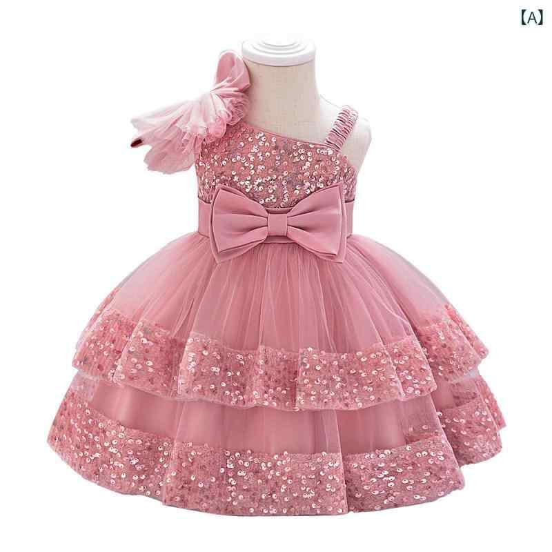 ドレス 女の子 キッズ 子供服 フォーマル ワンピース 発表会 結婚式 誕生日 スパンコール ティアード チュール フリル リボン プリンセス お姫様 演出服 ステージ衣装 春夏 かわいい ピンク コットン混 ノースリーブ 膝丈 洋服 高級感 欧米風