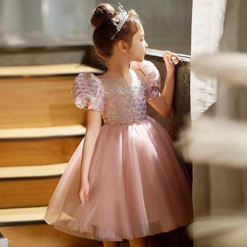 キッズドレス 女の子 子供服 発表会ドレス 演奏会用ドレス ワンピース フォーマルドレス プリンセスライン 上品 高級感 ピアノ発表会 演奏会 結婚式 パーティー 司会 ポリエステル プリーツ かわいい オールシーズン ピンク レッド パープル