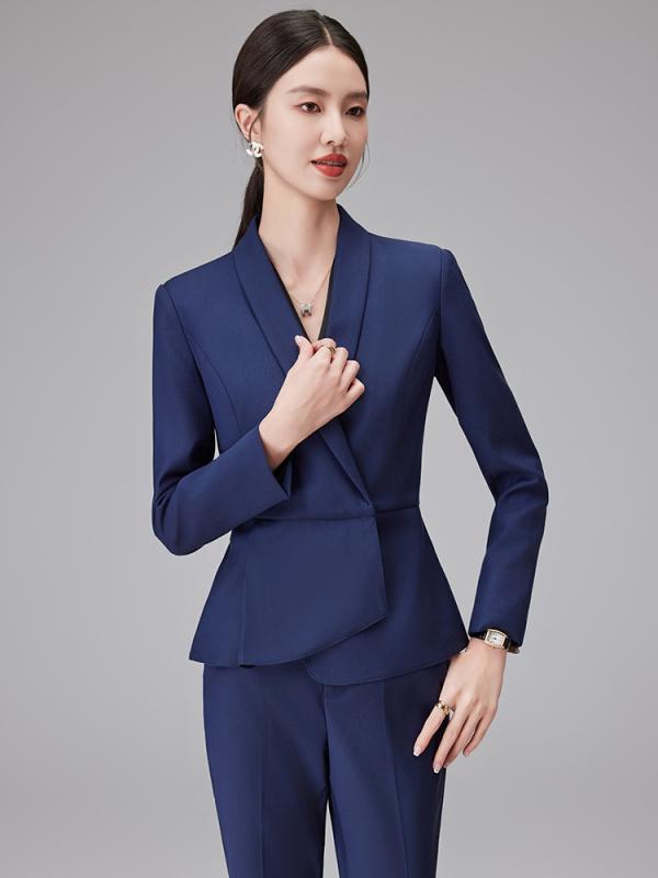スーツ レディース セットアップ パンツ スカート ビジネス 事務用 制服 オフィス 通勤 接客 ホテル 受付 フォーマル 長袖 高級感 エレガント 上品 きれいめ ストレッチ グレー ブラック ブルー 秋冬