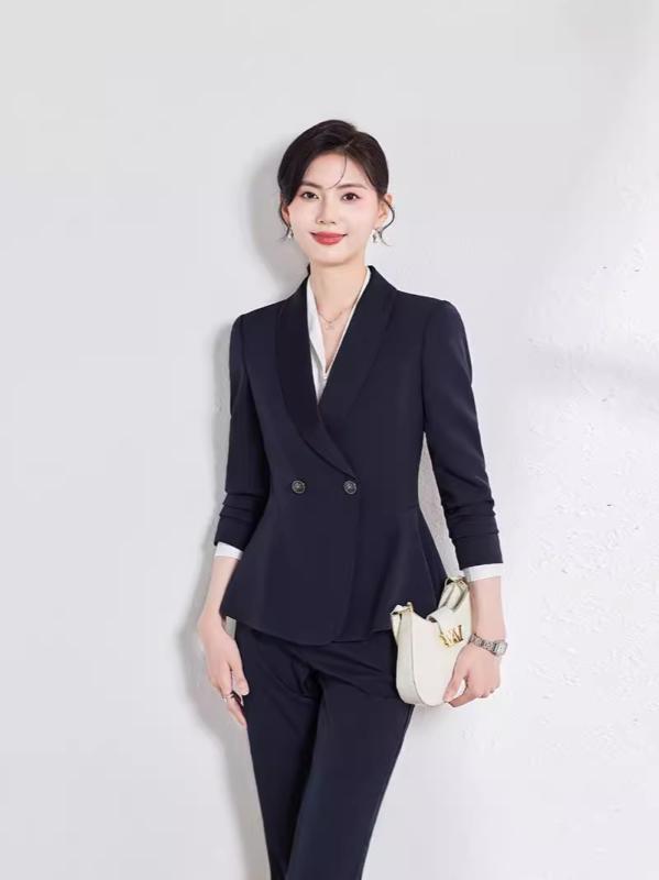 セットアップ レディース 秋冬 パンツスーツ 長袖 ジャケット スラックス 事務服 通勤 オフィス 40代 フォーマル 上品 高級感 ポリエステル ストレッチ 伸縮性 洗える ブラック ネイビー ホワイト シャツ ボタン