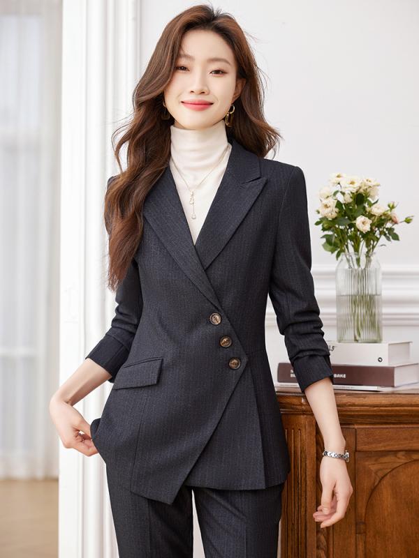 スーツ レディース セットアップ テーラードジャケット パンツ スカート ビジネス フォーマル 通勤 事務服 オフィス OL 卒業式 入学式 春秋 ストレッチ ブラック グレー ブルー 大きいサイズ 長袖 上下セット 2点セット 高級感 きれいめ