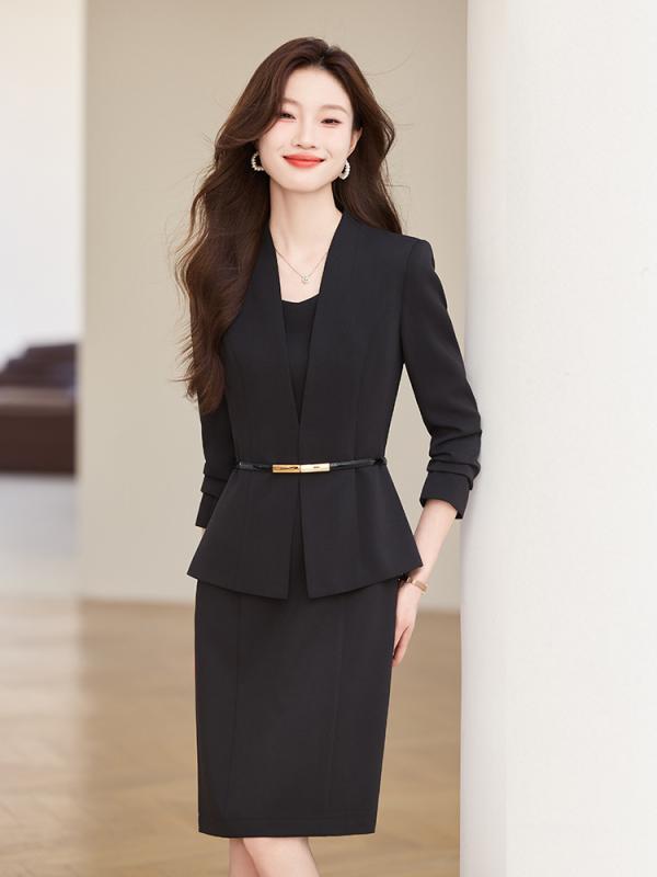 スーツ レディース セットアップ 上下セット テーラードジャケット 長袖 スカート ワンピース ビジネス 事務服 制服 通勤 オフィス フォーマル ホテル 接客 マネージャー きれいめ 上品 高級感 秋冬 黒 ネイビー ベージュ 4,398円