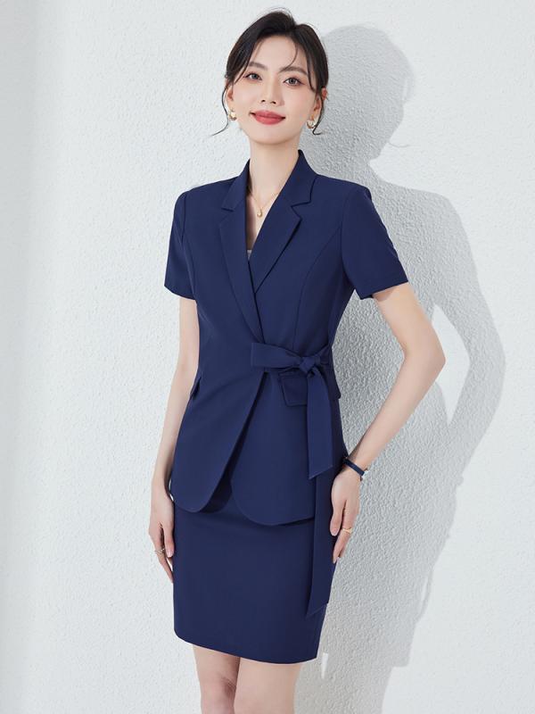 スーツ レディース セットアップ 春夏 半袖 ジャケット パンツ スカート 事務服 洗える ストレッチ 高級感 オフィスカジュアル 制服 通勤 接客 受付 ネイビー ピンク ブラック エレガント ポリエステル