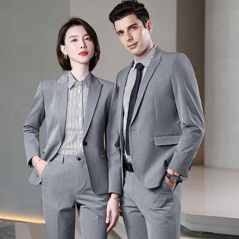 セットアップ メンズ レディース スーツ テーラードジャケット スラックス パンツ シャツ ビジネス オフィス 制服 通勤 営業 接客 ストレッチ 伸縮性 厚手 秋冬 化学繊維 ブラック グレー 無地 大きいサイズ