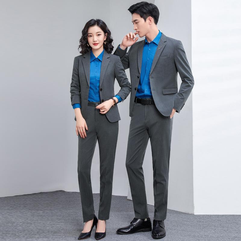 セットアップ メンズ レディース スーツ 上下セット ビジネス スリム ポリエステル スラックス パンツ 無地 ノーアイロン ボタン カジュアル 韓国 オールシーズン ブラック グレー ブルー 高級感
