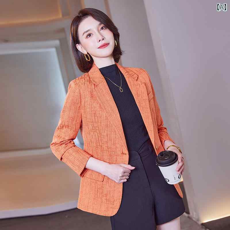 テーラードジャケット レディース 女性用 ジャケット ブレザー 秋冬 ウール混 高級感 大きいサイズ 長袖 ボタン 通勤 ビジネス 普段使い テーラードカラー 無地 きれいめ 上品 ブルー オレンジ 韓国ファッション アウター 羽織り