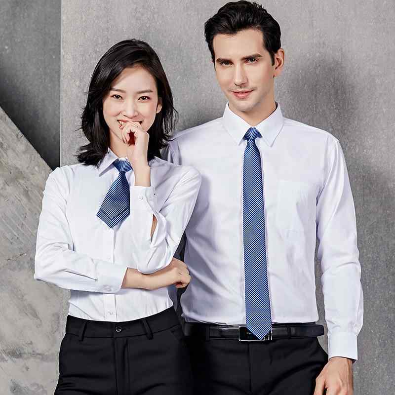 シャツ メンズ レディース 春夏 長袖 トップス ブラウス 事務服 オフィス 通勤 ビジネス 正装 制服 ホワイト ネイビー ブラック 無地 スリム 綿混 ポリエステル 高級感 ワークウェア 冠婚葬祭 フォーマル きれいめ