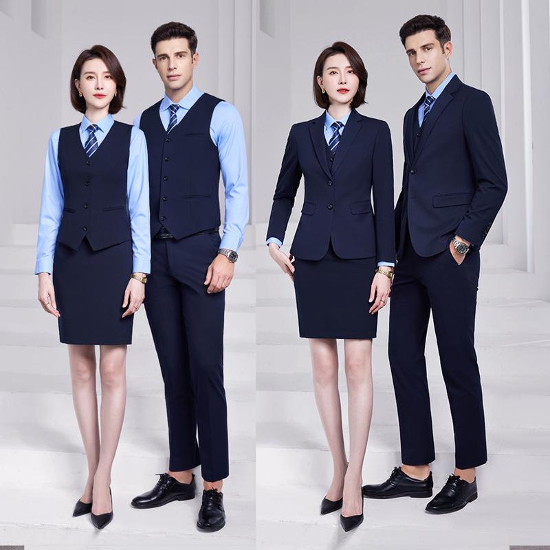 スーツ メンズ レディース セットアップ 上下セット ストレッチ 伸縮性 高級感 アセテート繊維 事務服 通勤 営業 制服 ユニフォーム スリム フィット 秋冬 ボタン 無地 シンプル ネイビー グレー ブラック|フロントップ店