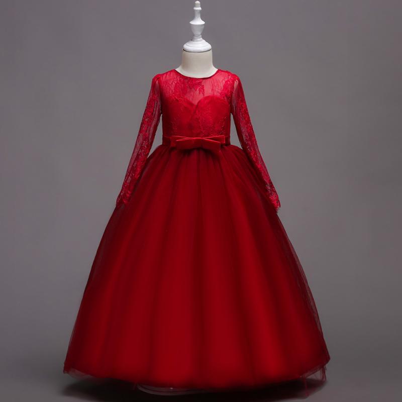 ドレス 女の子 長袖 プリンセス ロング 結婚式 発表会 演奏会 フォーマル ワンピース 子供服 チュール レース プリーツ フリル エレガント かわいい サテン 高級感 ホワイト ピンク パープル オールシーズン