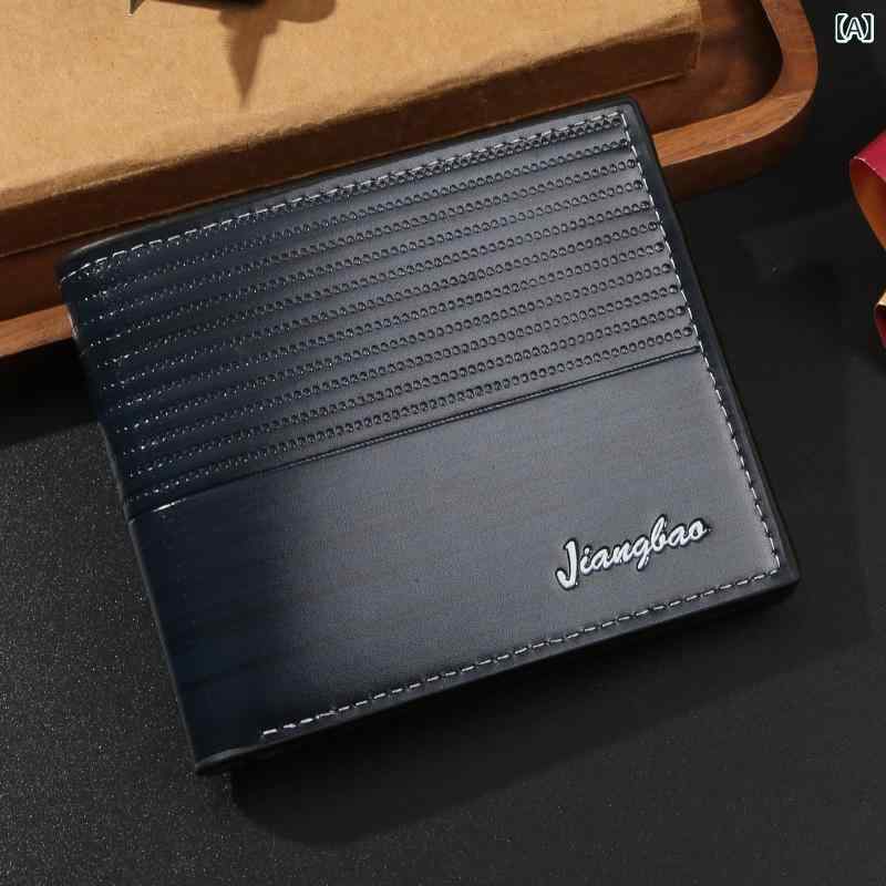 紙入れ メンズ 二つ折り 御釣り入れ パウダーコンパクト ジッパー PUなめし革 合皮 縞模様 刺しゅう ヴィンテージ風 薄型 か細い 軽さ 耐衝撃 飛び切り感 心地好い デイリー 普段使い走り 米国海軍 珈琲 赤銅色