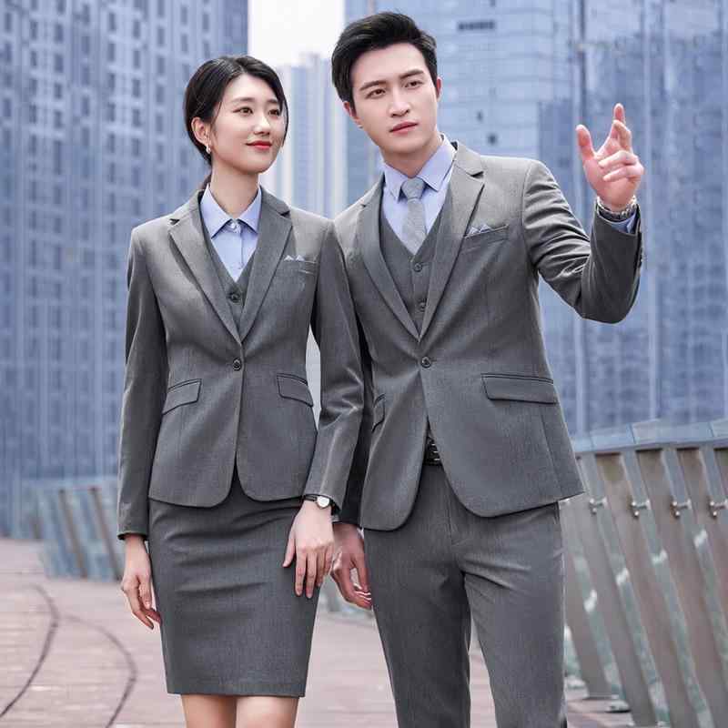 セットアップ メンズ レディース スーツ 上下セット 事務服 制服 ビジネス 長袖 ジャケット スラックス パンツ ポリエステル 混紡素材 無地 高級感 シンプル ブラック グレー