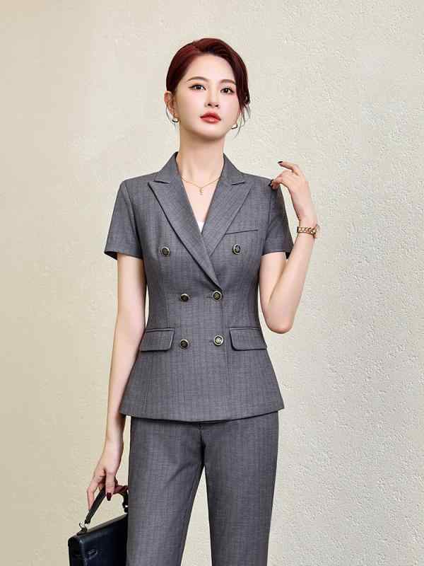 スーツ レディース セットアップ スカート パンツ 春夏 グレー ブルー ブラック ビジネス 通勤 事務服 40代 スリム 半袖 テーラードジャケット 涼しい フォーマル エレガント 高級感 ボタン タイト 細見え きれいめ