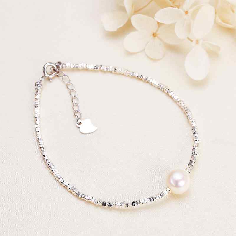 ブレスレット レディース 淡水パール 腕輪 シルバー925 アクセサリー ジュエリー 上品 エレガント 白 春夏 普段使い 母の日 ギフト きれいめ 大人 かわいい シンプル オフィスカジュアル ナゲットビーズ 華奢