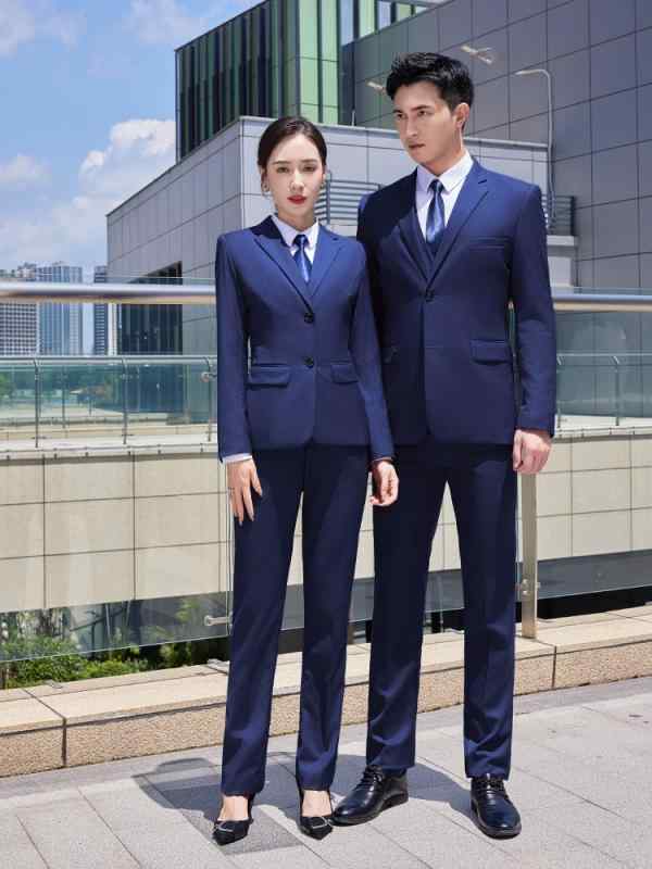 スーツ メンズ レディース セットアップ ビジネス 事務服 接客 正装 ジャケット パンツ スカート ベスト 長袖 ロイヤルブルー ネイビー ブラック 秋冬 ポリエステル ビスコース 高級感 大きいサイズ ユニフォーム ボタン