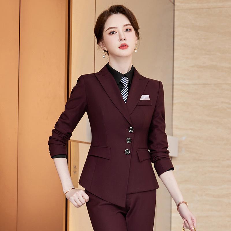 セットアップ レディース スーツ テーラードジャケット スカート パンツ 上下組 秋冬 事務服 ビジネス 接客 高級感 きれいめ おしゃれ カジュアル ポリエステル 綿混 ブラック ボルドー ブルー