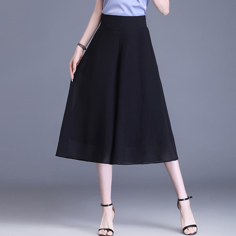ワイドパンツ レディース ガウチョ クロップド 7分丈 ゆったり ハイウエスト ウエストゴム 落ち感 とろみ素材 きれいめ オフィス 通勤 着痩せ 細見え ブラック レッド 花柄 春夏 カジュアル 涼しい 伸縮性 ポケット