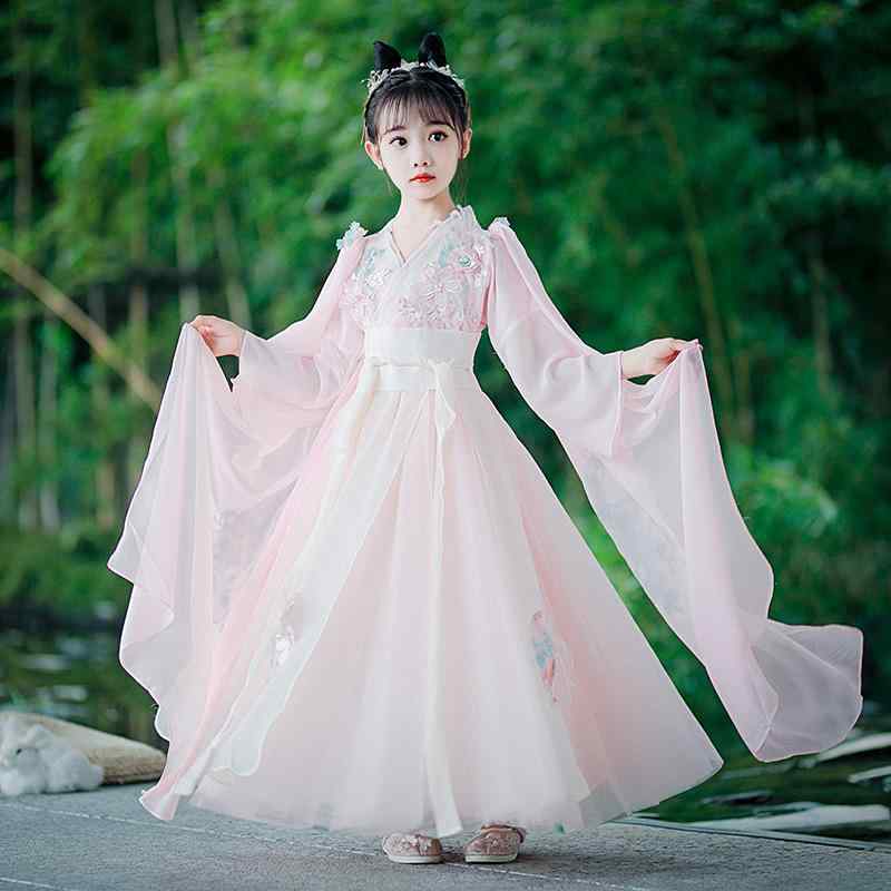 ワンピース 女の子 子供 キッズ チャイナドレス 唐装 漢服 民族衣装 中国風 レトロ かわいい お姫様 プリンセス 花柄 ピンク リネン 亜麻素材 柔らかい ソフト加工 薄手 オールシーズン 七五三 発表会 結婚式