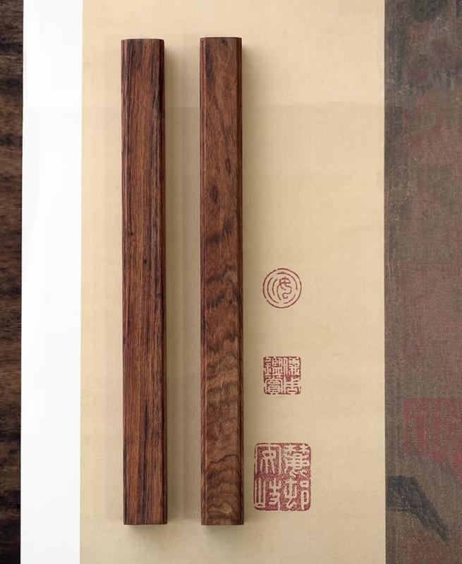 書道 文鎮 ペーパーウェイト 習字 白檀 木製 銅象嵌 無垢材 如意 書斎 オフィス インテリア 置物 オブジェ 長方形 シンプル おしゃれ セット