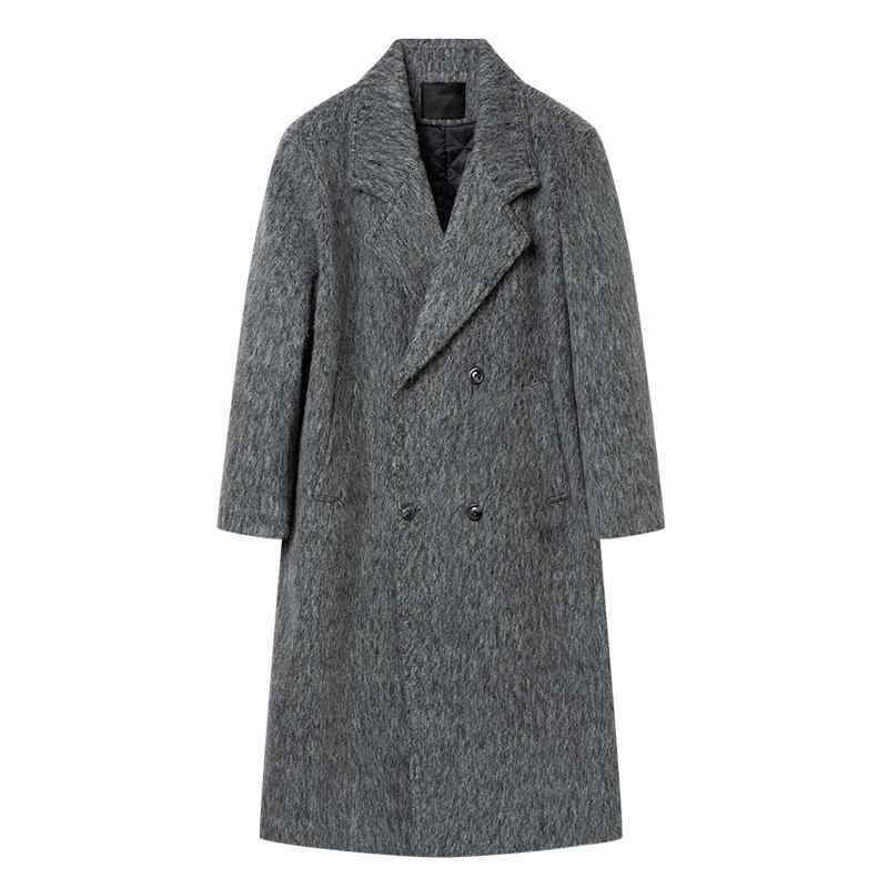 コート メンズ ロング ウール混 アウター 紳士服 秋冬 防寒 暖かい 中綿 保温 厚手 ゆったり ゆったり カジュアル 韓国 ファッション きれいめ テーラード シングル ボタン 無地 スモーキー グレー 通勤 上着 膝丈 ビジネス|フロントップ店