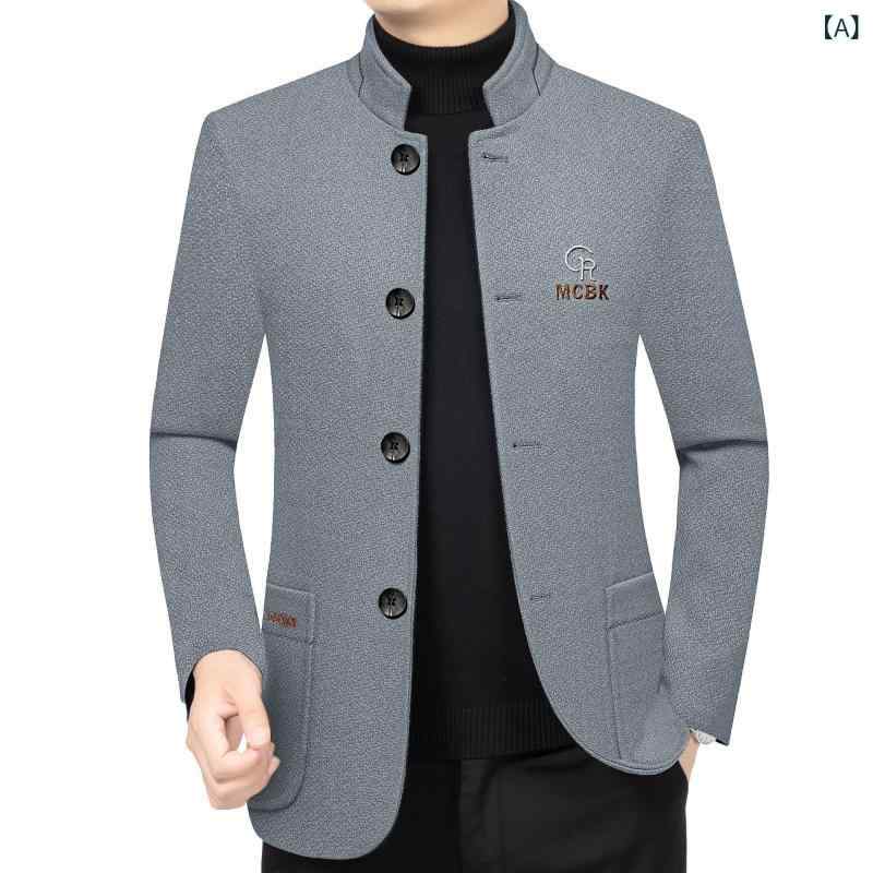 ジャケット メンズ 40代 スタンドカラー ジャンパー ブルゾン アウター マオカラー 中山服風 お父さん ビジネスカジュアル 通勤 普段使い 春物 無地 通気性 防風 ボタン グレー ブラウン ブラック 高級感 6,175円