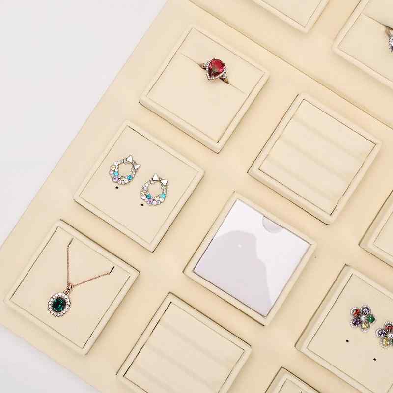 展示トレイ ジュエリー 宝石 ルース 裸石 ジルコニア パール パール 瑪瑙 ビーズ アクセサリー収納 カウンター 撮影道具 ライブ配信 プロ仕様 高級感 マイクロファイバー ベージュ ピアス ネックレス 指輪