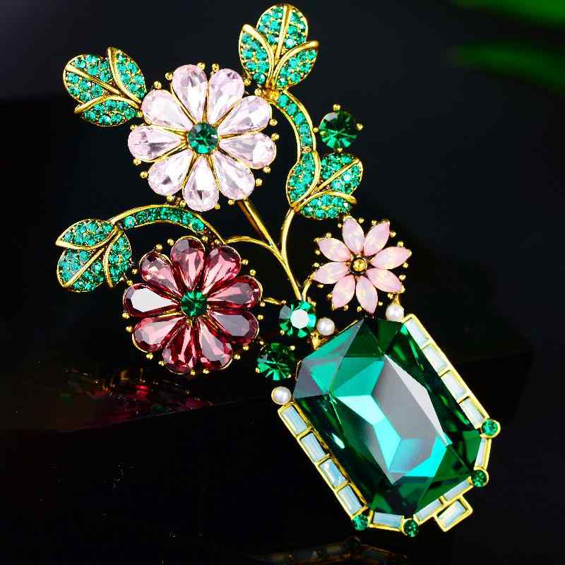 ブローチ レディース ピン アクセサリー 花瓶 植物 ボタニカル 欧米 水晶 クリスタル 合金 電気メッキ加工 グリーン ヴィンテージ風 エレガント 上品 華やか 高級感 結婚式 フォーマル パーティー フラワー 秋冬 4,491円