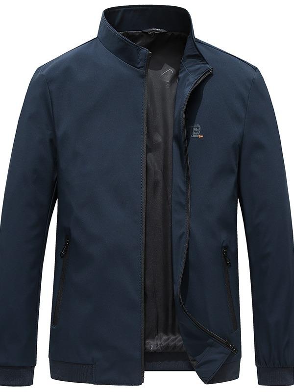 ジャケット メンズ 男性用 40代 ブルゾン 上着 立襟 スタンドカラー 春 ジップアップ ビジネス 通勤 カジュアル 防風 通気性 ポリエステル 無地 ブラック グレー ブルー 紳士服 ライトアウター 羽織り 高級感