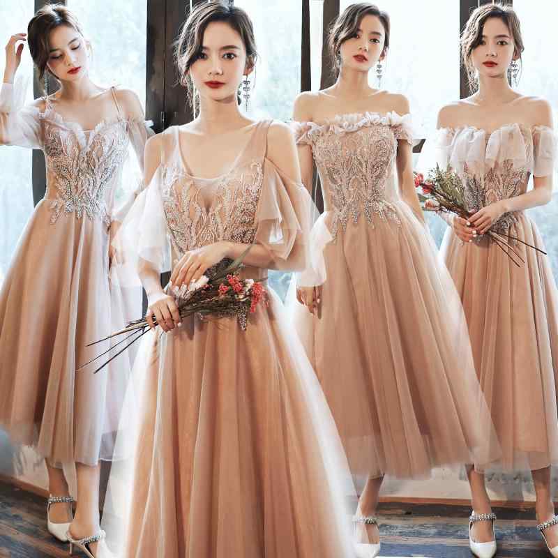 パーティードレス レディース 秋冬 ブライズメイド ワンピース 結婚式 二次会 お呼ばれ Aライン ミモレ丈 ロング 着痩せ 細見え ポリエステル 編み上げ レースアップ 半袖 上品 エレガント フェミニン 高級感 きれいめ 無地 フレア