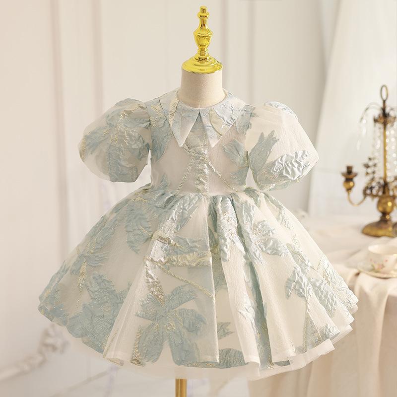 ドレス 女の子 子供 キッズ ベビー ピアノ発表会 結婚式 誕生日 プリンセス チュール ワンピース フォーマル 高級感 かわいい おしゃれ リボン フリル Aライン コットンブレンド ポリエステル 秋冬