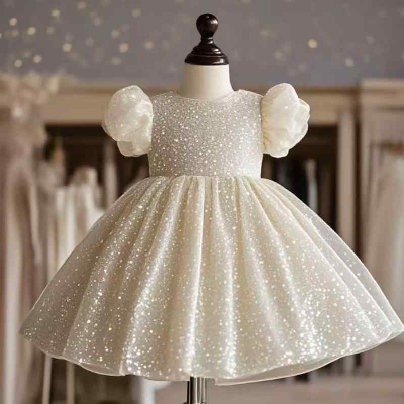 ドレス 女の子 子供服 ワンピース プリンセス パフスリーブ サテン ポリエステル 高級感 かわいい 誕生日会 パーティー 結婚式 フォーマルウェア 衣装 オールシーズン Aライン フレア シルエット 上品 華やか