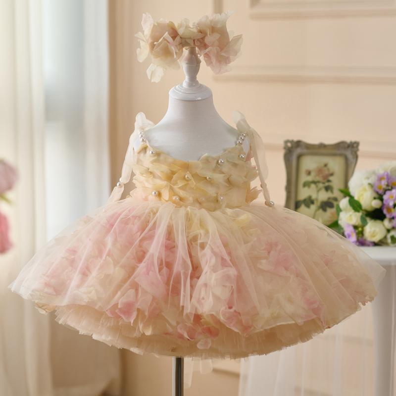 ドレス 女の子 プリンセス 高級感 キャミソール バイカラー 子供服 キッズ ふんわり チュチュ パーティー 誕生日 発表会 シャンパン ピンク 春夏 リボン 膝丈 ノースリーブ かわいい 記念写真 チュール