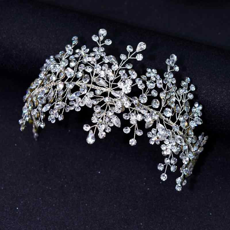 ヘッドドレス レディース 結婚式 ウェディング ブライダル 髪飾り ヘアアクセサリー カチューシャ ラインストーン クリスタル フラワー ハンドメイド 欧米風 披露宴 二次会 お呼ばれ パーティー シルバー ゴールド 高級感