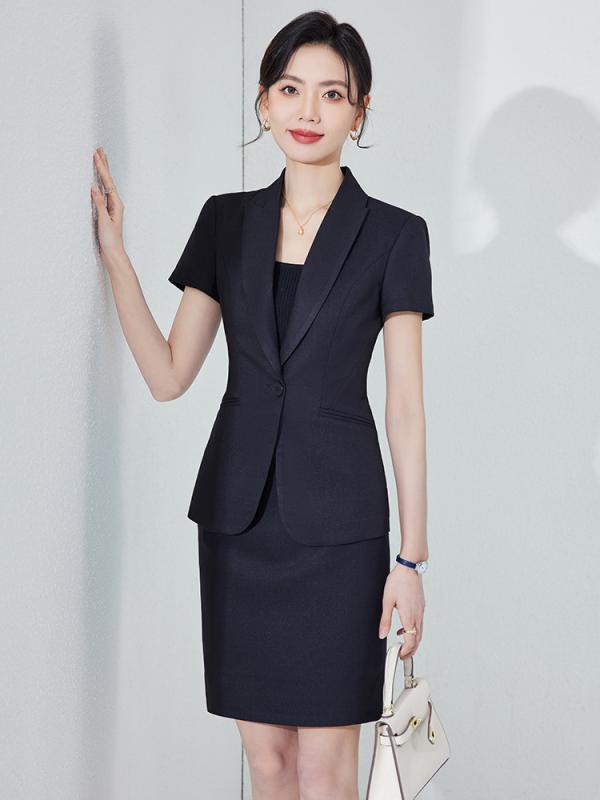 スーツ レディース セットアップ 半袖 ジャケット パンツ スカート 春夏 通勤 接客 事務服 フォーマル オフィス ビジネス 上品 エレガント タイト ネイビー ブラック ダークグレー 40代 ポリエステル