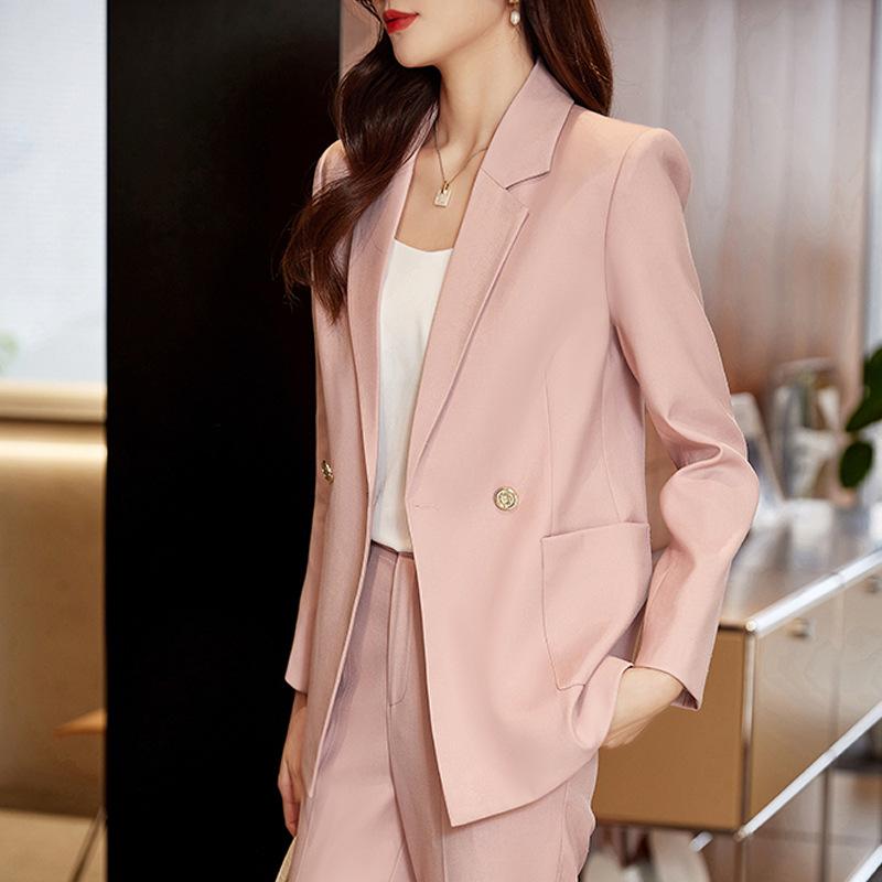 セットアップ レディース テーラードジャケット 2点セット パンツ スカート オフィス 通勤 ビジネス 事務服 フォーマル 長袖 ロングパンツ 無地 エレガント フェミニン カジュアル きれいめ ポリエステル レーヨン 春 ピンク ブラック ネイビー