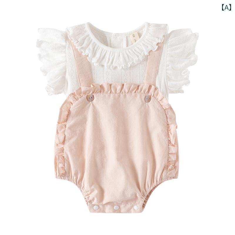 ロンパース ベビー 女の子 新生児 夏 カバーオール セットアップ 子供服 半袖 吊りズボン サロペット コットン 綿 涼しい かわいい おしゃれ スタイリッシュ 白 ピンク カジュアル お出かけ 部屋着 普段使い ボタン 4,430円