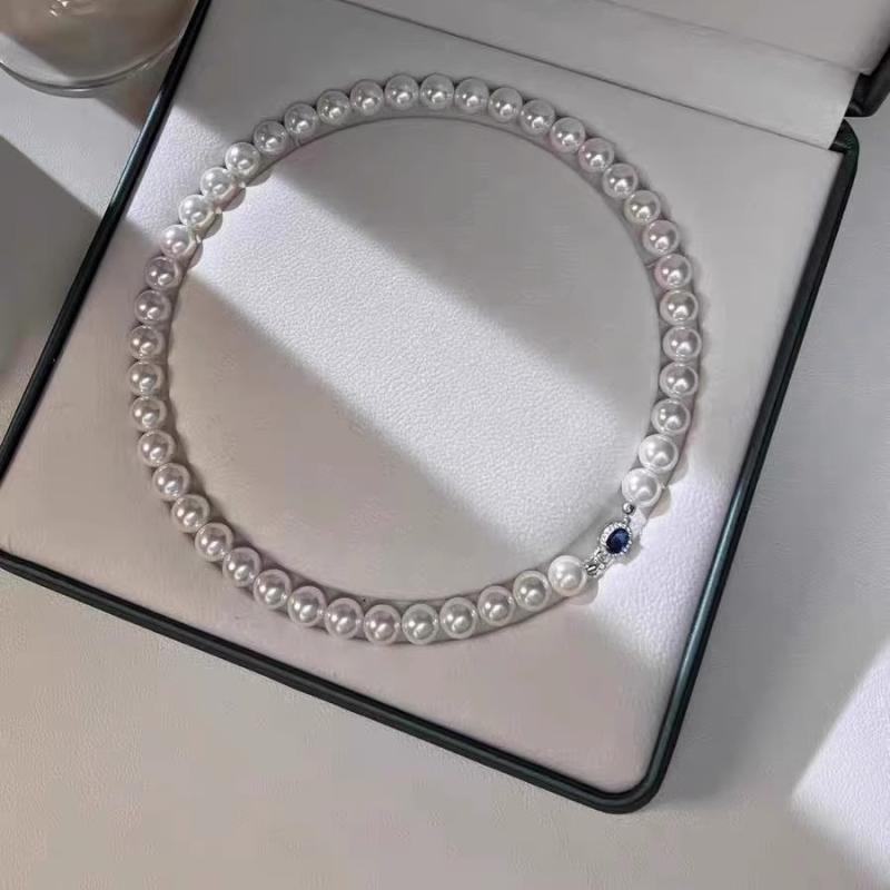 ネックレス レディース 天然 マザーオブパール 貝パール パール ペンダント シルバー サファイア ジルコニア アクセサリー 首飾り 高光沢 上品 エレガント 通勤 フォーマル 普段使い 白 青