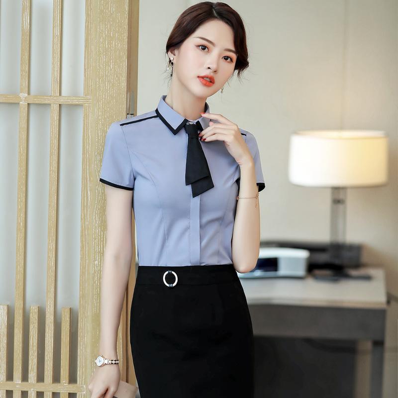 シャツ レディース 半袖 ブラウス トップス 春夏 オフィス 事務服 ビジネス 通勤 就活 面接 フォーマル リクルート 制服 ホワイト グレー ブラック 韓国 おしゃれ かわいい 無地 スリム 襟 ボタン