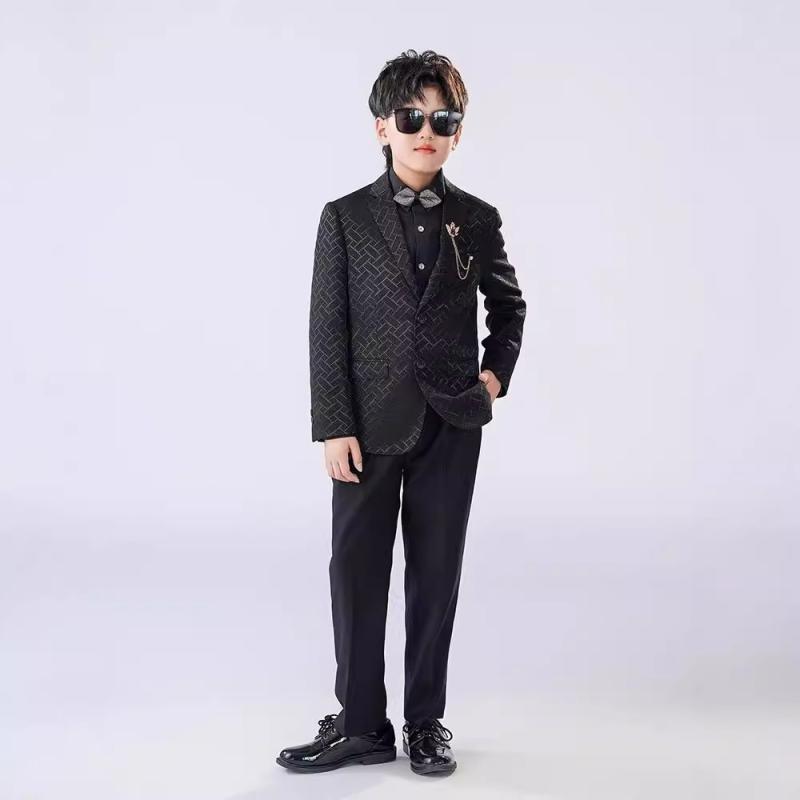 スーツ キッズ 男の子 セットアップ 上下セット フォーマル 発表会 結婚式 冠婚葬祭 子供 礼服 正装 ブリティッシュスタイル 英国風 チェック柄 格子柄 ブラック ワインレッド ポリエステル ボタン 柔らかい 長袖 オールシーズン ジュニア 演奏会