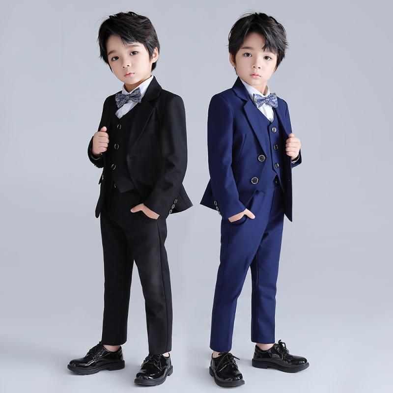 スーツ キッズ 男の子 子供服 セットアップ 礼服 フォーマル 発表会 結婚式 卒園式 入学式 卒業式 七五三 冠婚葬祭 英国風 無地 シンプル ポリエステル 長袖 長ズボン ボタン 秋冬 ブラック ネイビー