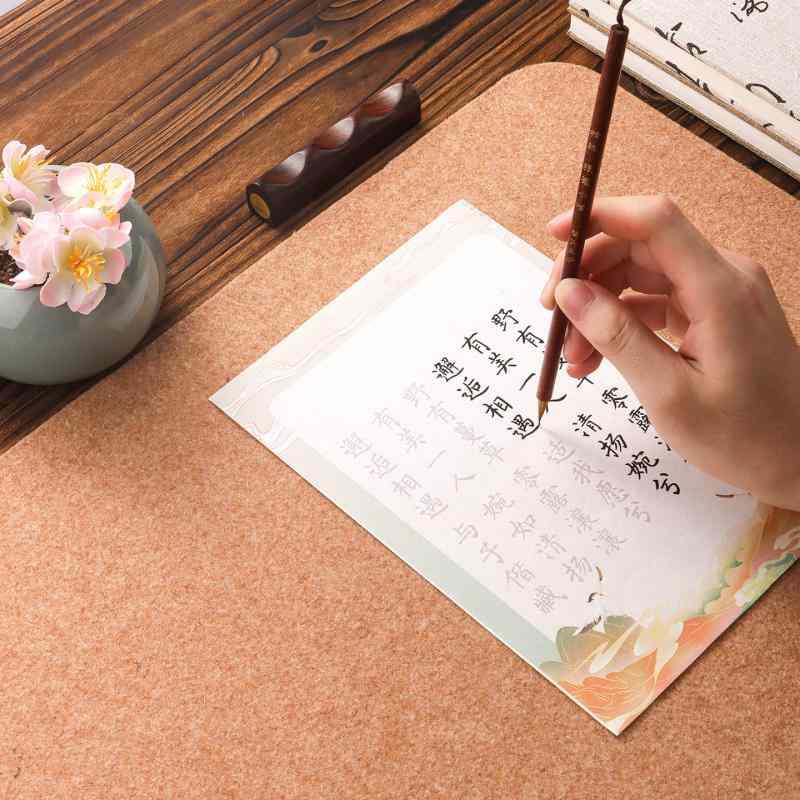 書道 下敷き 両面 ウール フェルト デスクマット 毛筆 柔らかい 書写 習字 練習 吸墨 厚手 茶 グレー シート シンプル おしゃれ 撥水