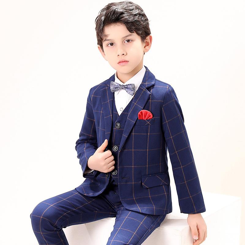 スーツ 男の子 子供服 キッズ ジュニア セットアップ フォーマル 発表会 結婚式 入学式 英国風 チェック柄 ジャケット ベスト シャツ パンツ ズボン 蝶ネクタイ 裏起毛 高級感 ポリエステル おしゃれ 秋冬
