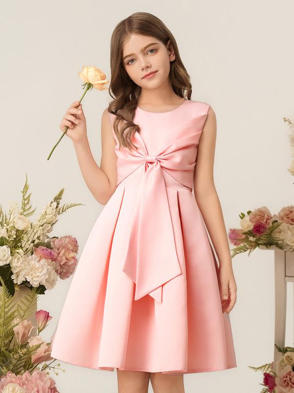 ドレス キッズ 女の子 ジュニア ワンピース 子供服 フォーマル プリンセス リボン フラワーガール 結婚式 発表会 パーティー オールシーズン かわいい ポリエステル コットン シャンパン ピンク ブルー 高級感